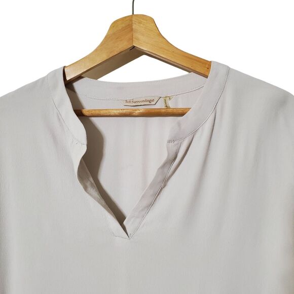Soft Surroundings Gauze Tunic Top Size L Petite 3/4 Roll Tab Sleeve Womens - Picture 3 of 12